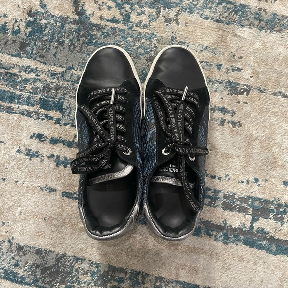 New Zadig and Voltaire, wild low-top sneaker navy python print - Picture 5 of 8